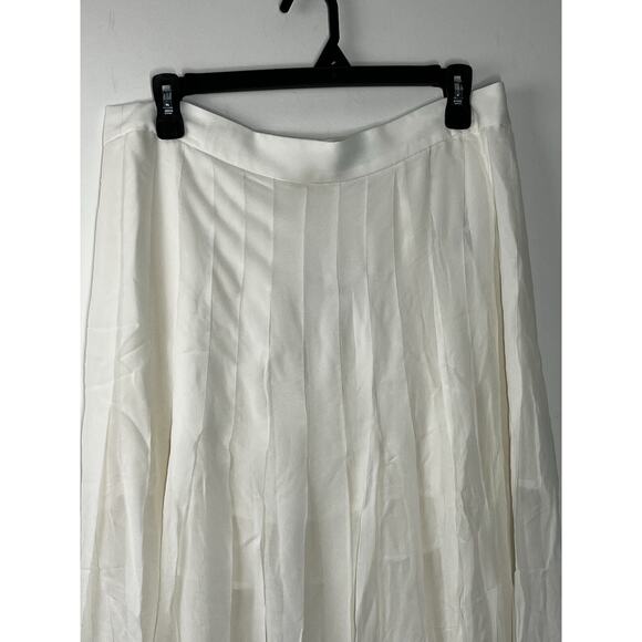 J Crew Collection Maxi Skirt Womens 8 Lightweight Chiffon Ivory Pleated Flowy - Picture 7 of 14